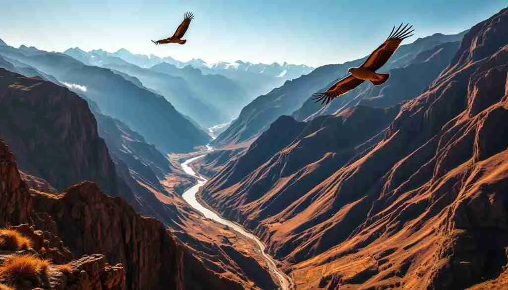 Colca Canyon Landscape with Andean Condors